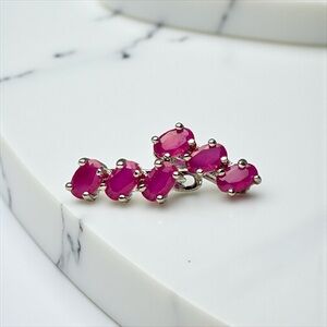 NWT Stainless Steel Earrings w/Natural South African Ruby Stones